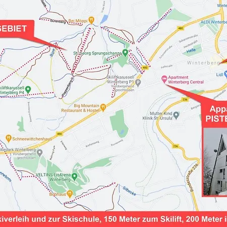 Pistenblume - Skipiste, Stadtzentrum Apartmán Winterberg